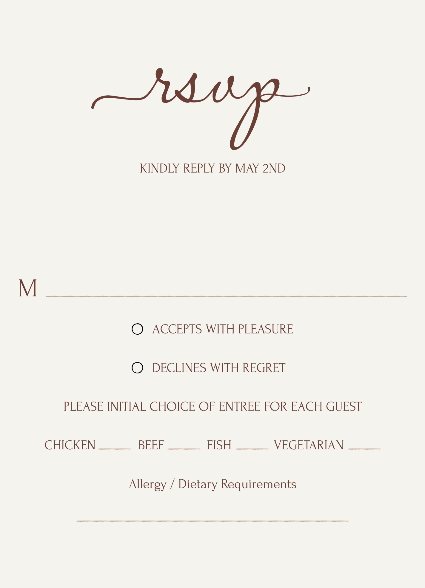 Rsvp Form Template