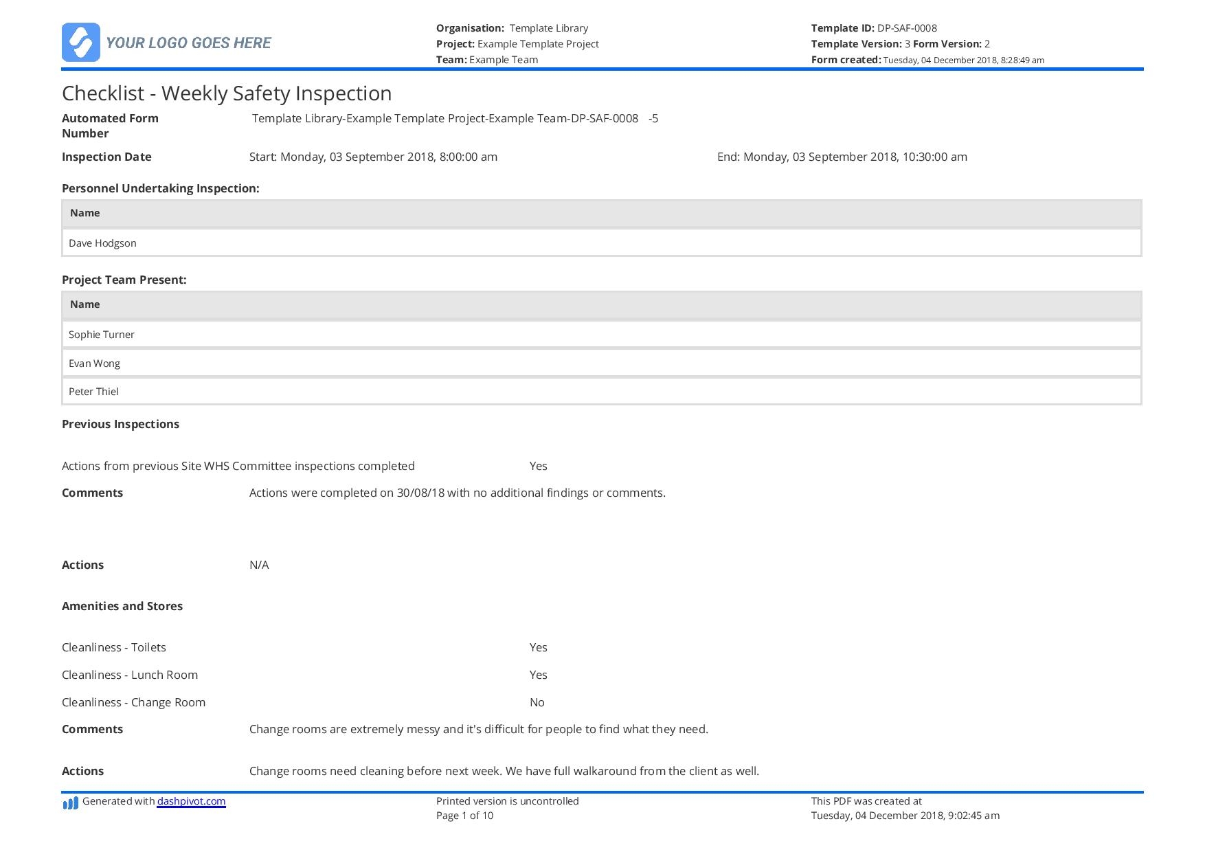 Inspection Form Template