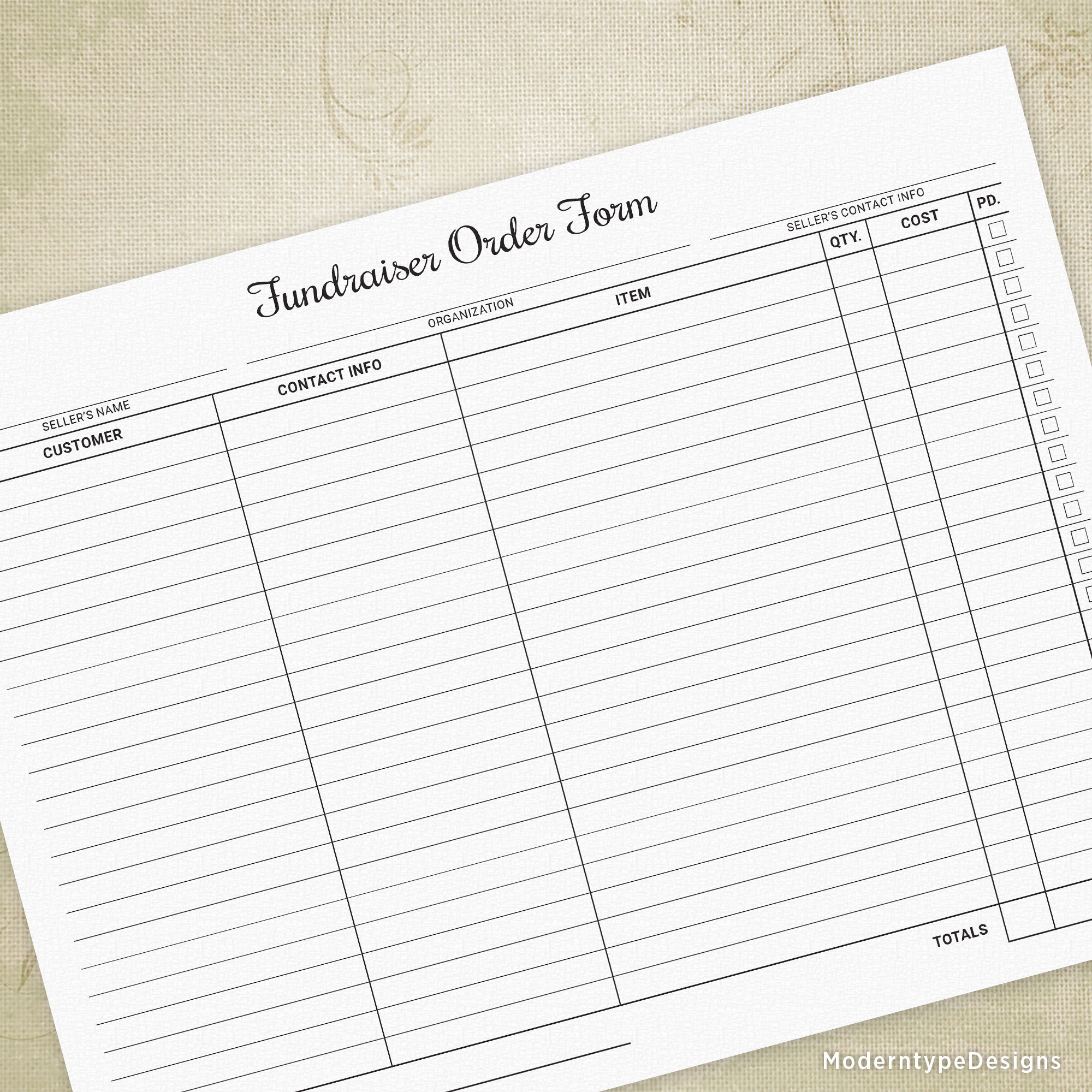 Fundraiser Order Form Printable Charity Event Fundraising For Your Company Or Organization Digital File Instant Download Ord003 Etsy