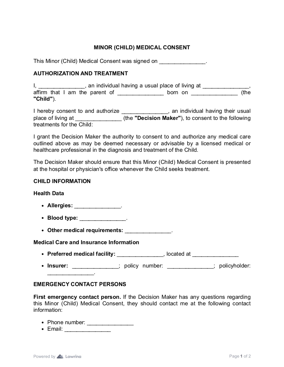General Consent Form Templates 10 PDF Lawrina