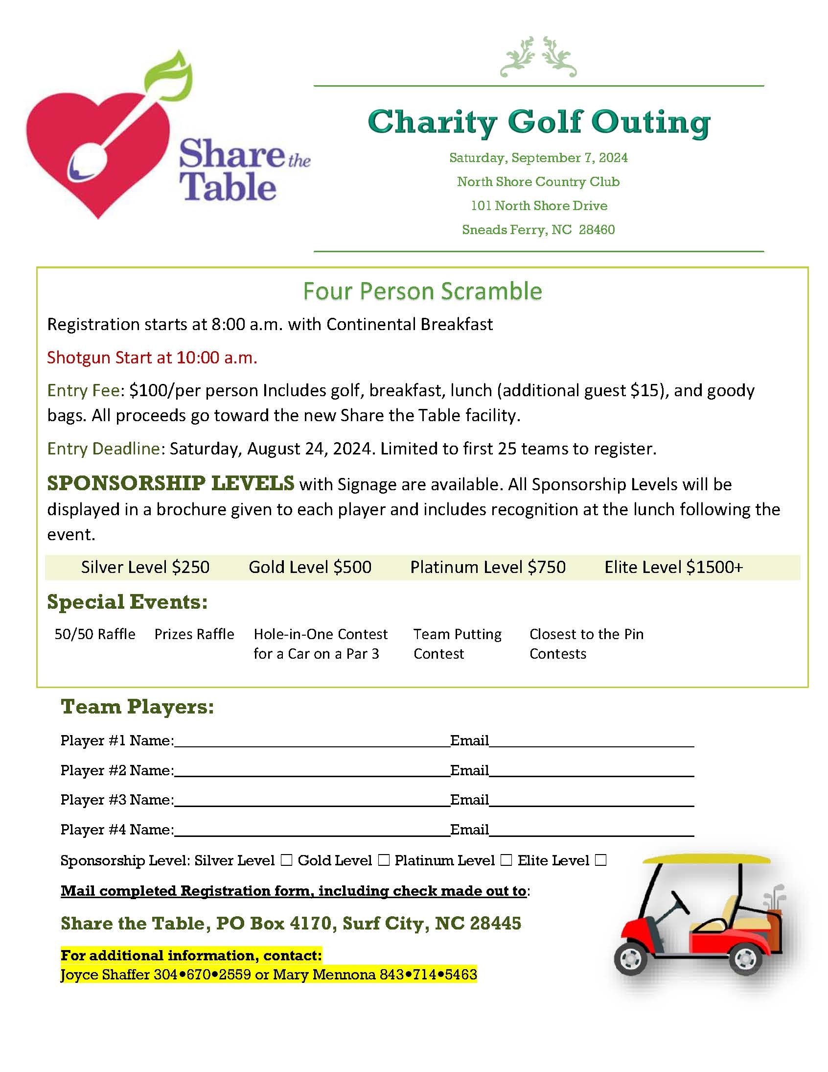 Golf Registration Form Share The Table