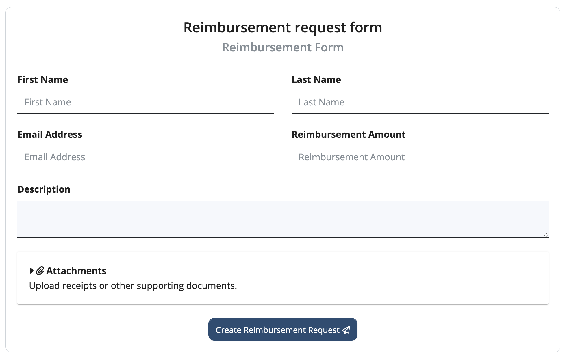 Sample Reimbursement Form Template