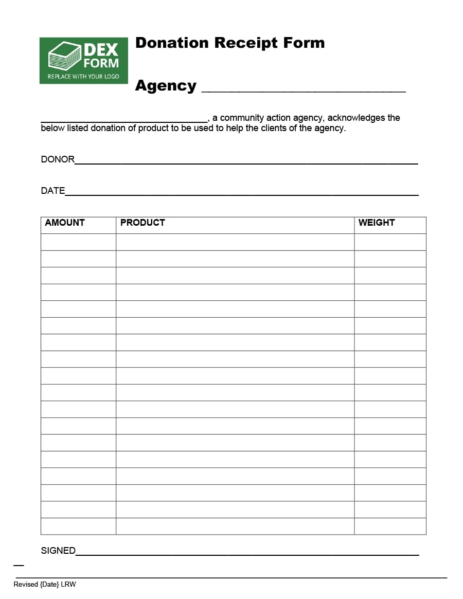 In-Kind Donation Form Template