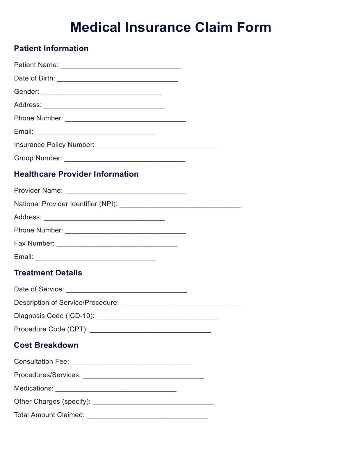 Insurance Claim Template Example Free PDF Download