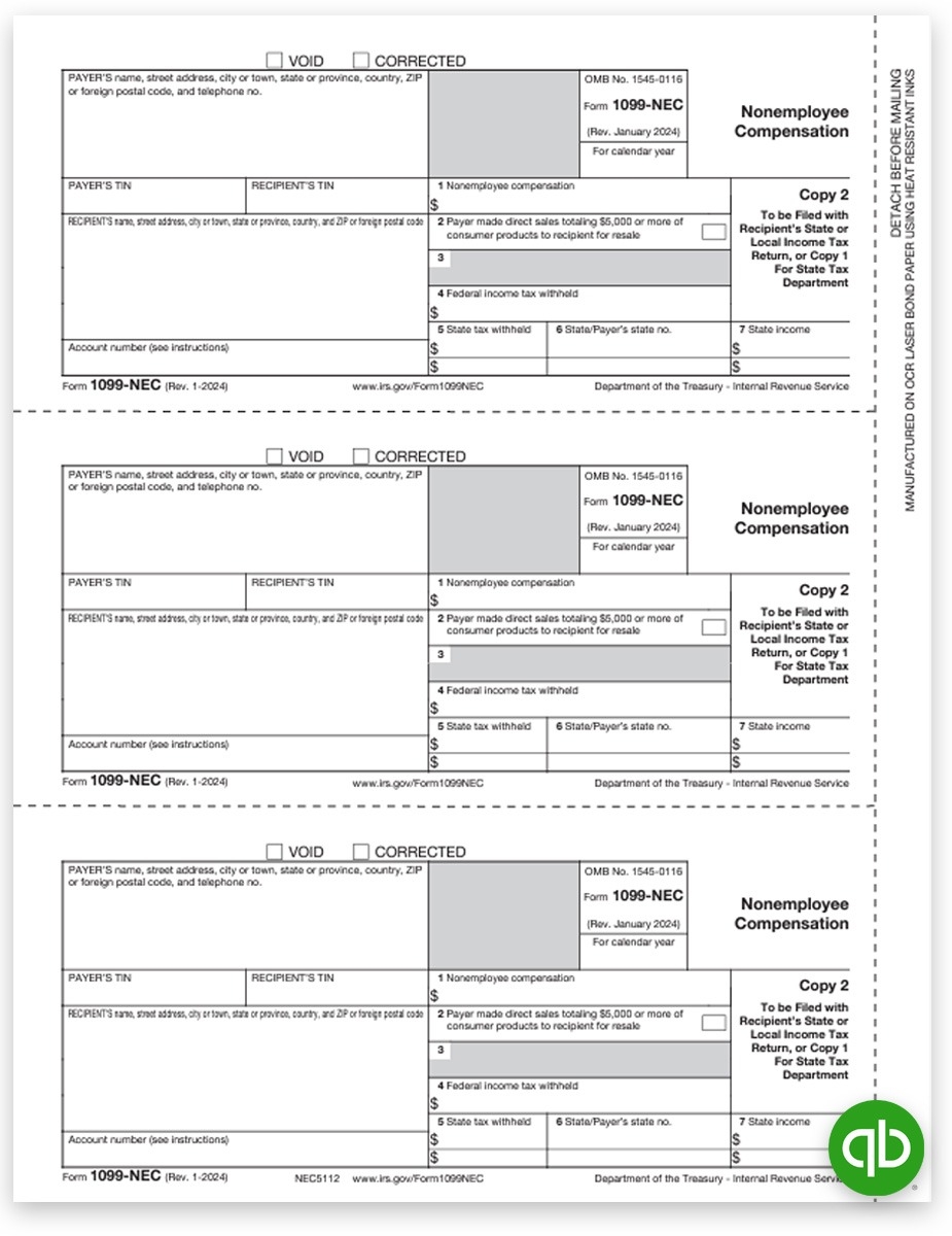 Intuit QuickBooks 1099 NEC Tax Forms Set DiscountTaxForms