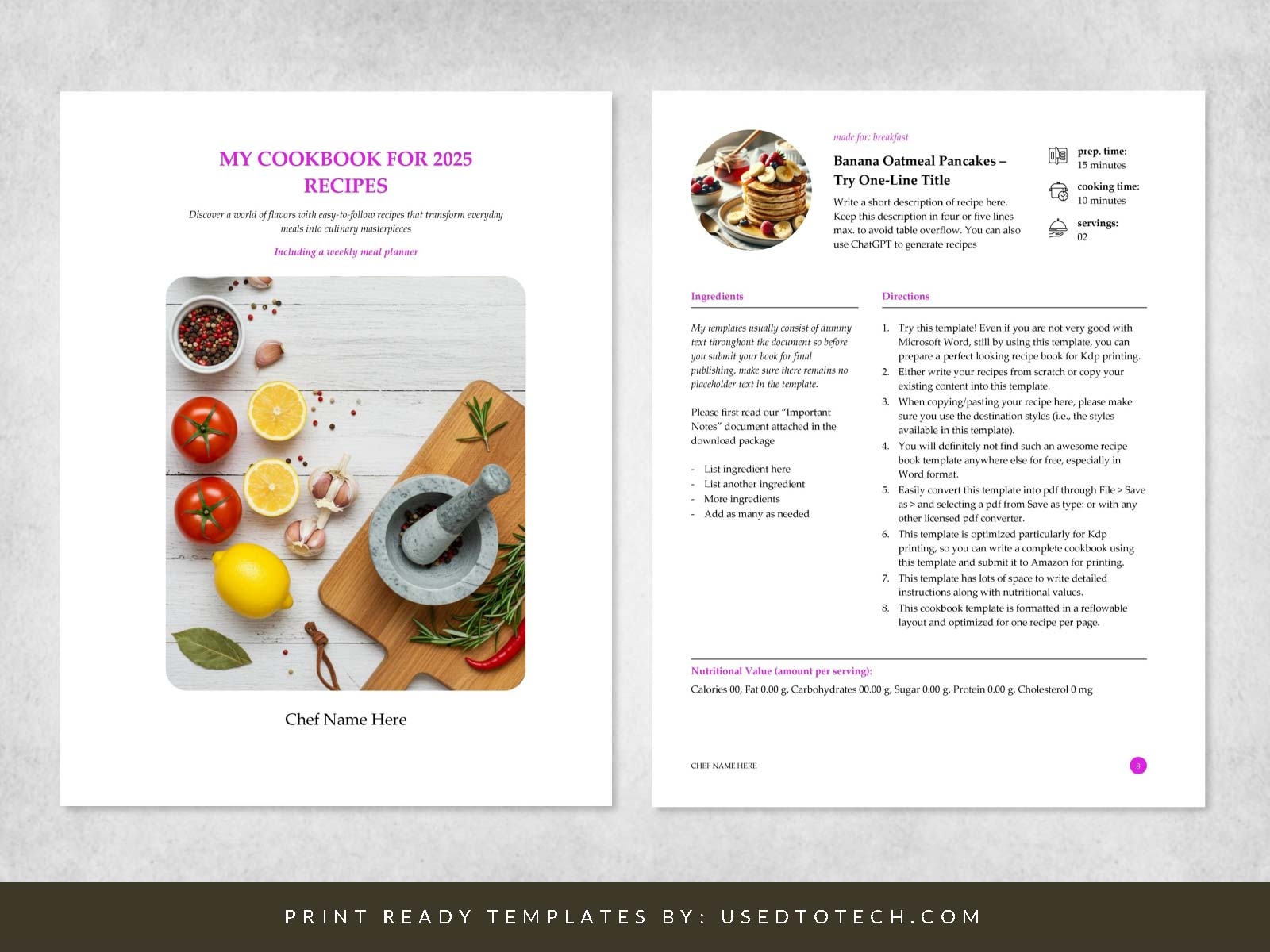 Kdp Standard Recipe Format In Word