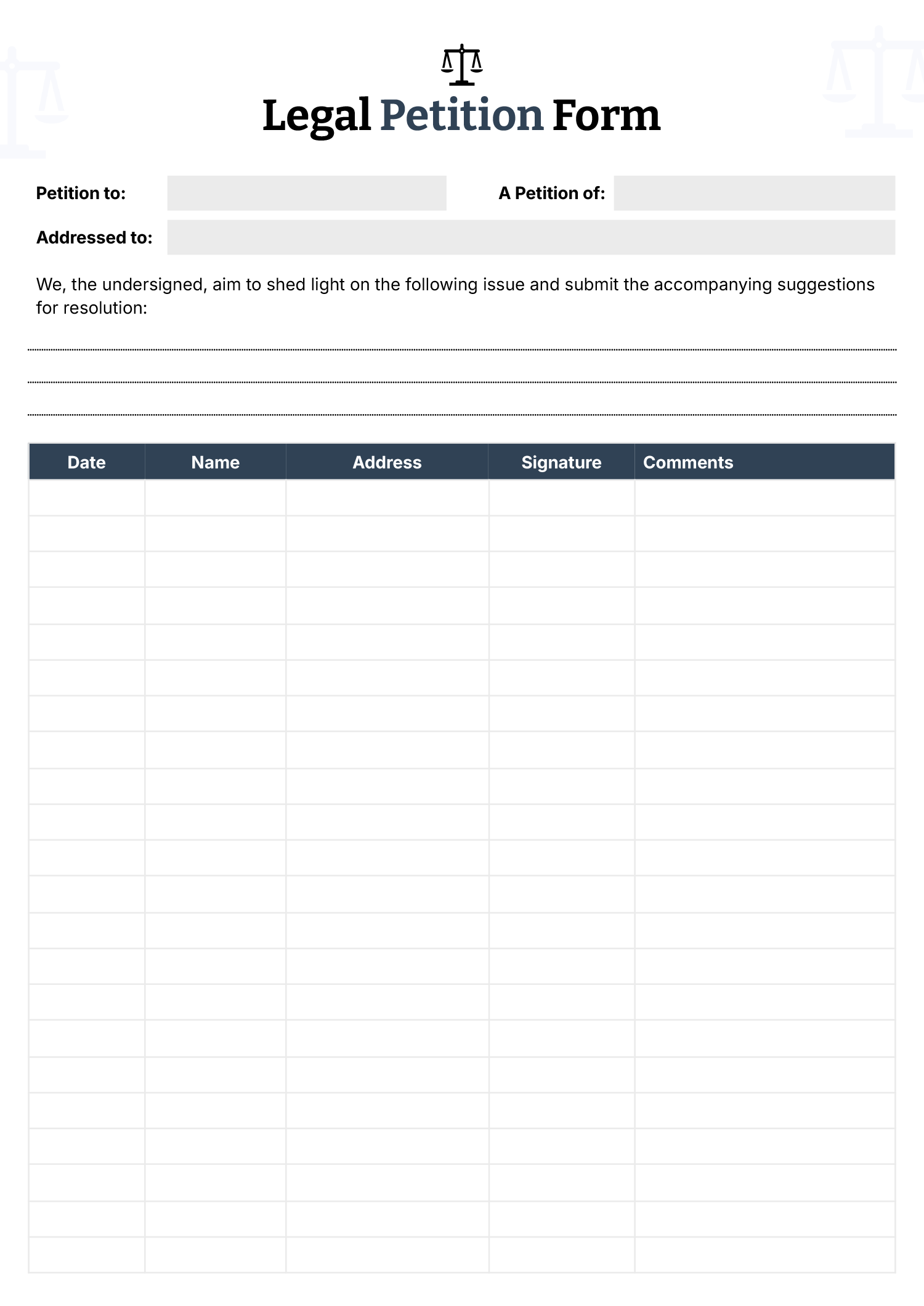 Petition Form Template
