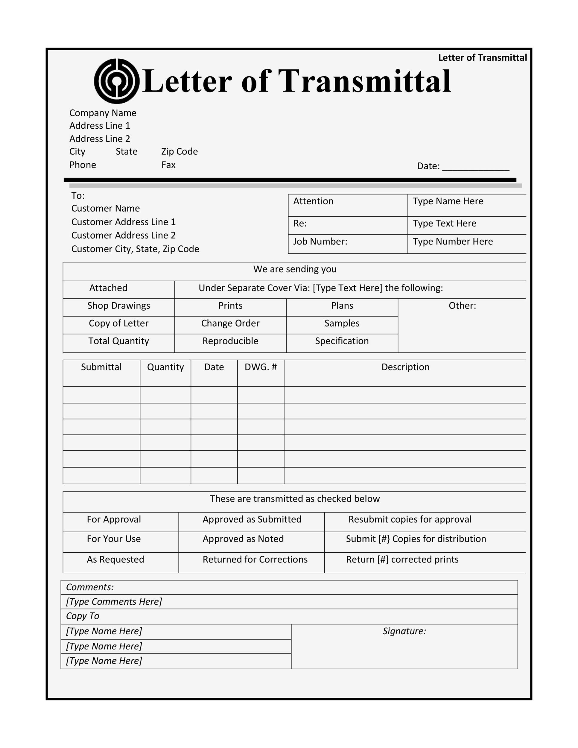 Letter Of Transmittal 40 Great Examples Templates TemplateLab