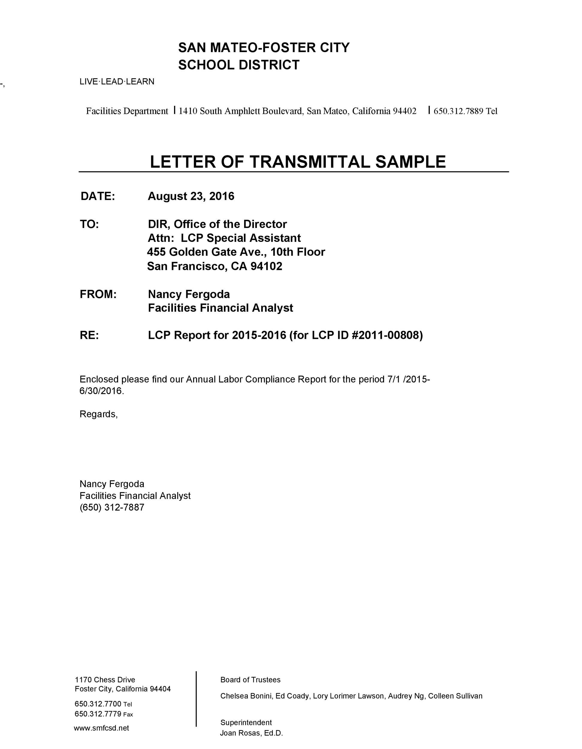 Letter Of Transmittal 40 Great Examples Templates TemplateLab