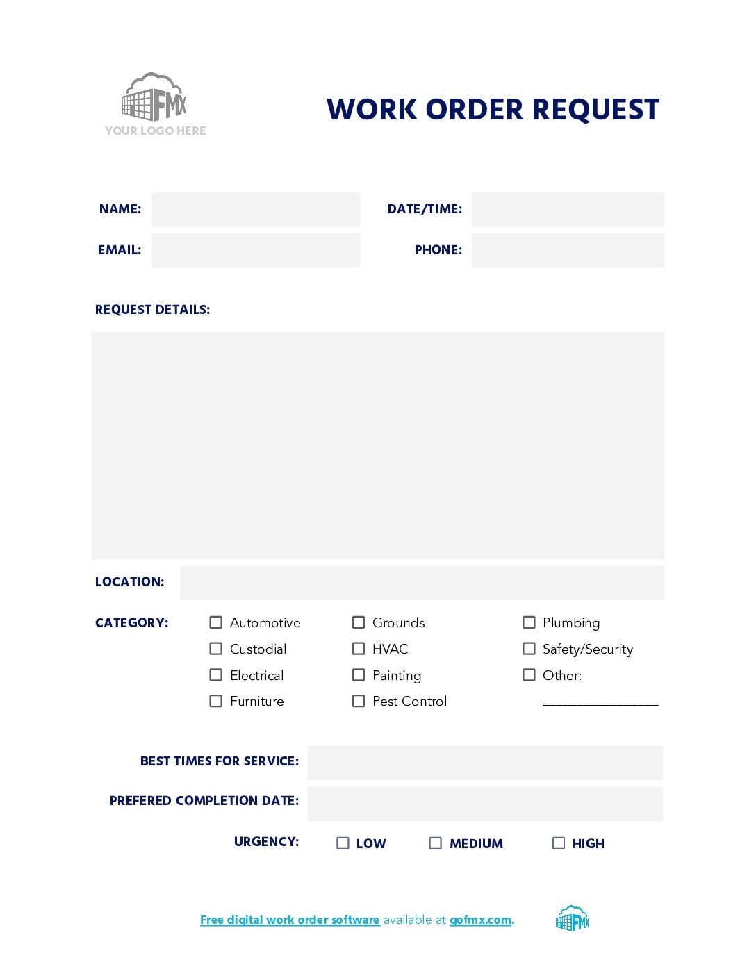 Maintenance Request Form Template Word