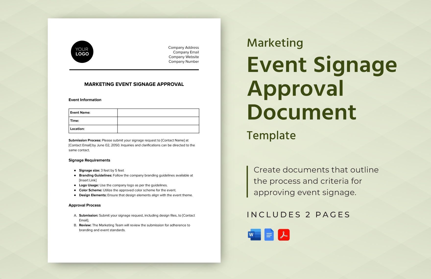 Design Approval Form Template