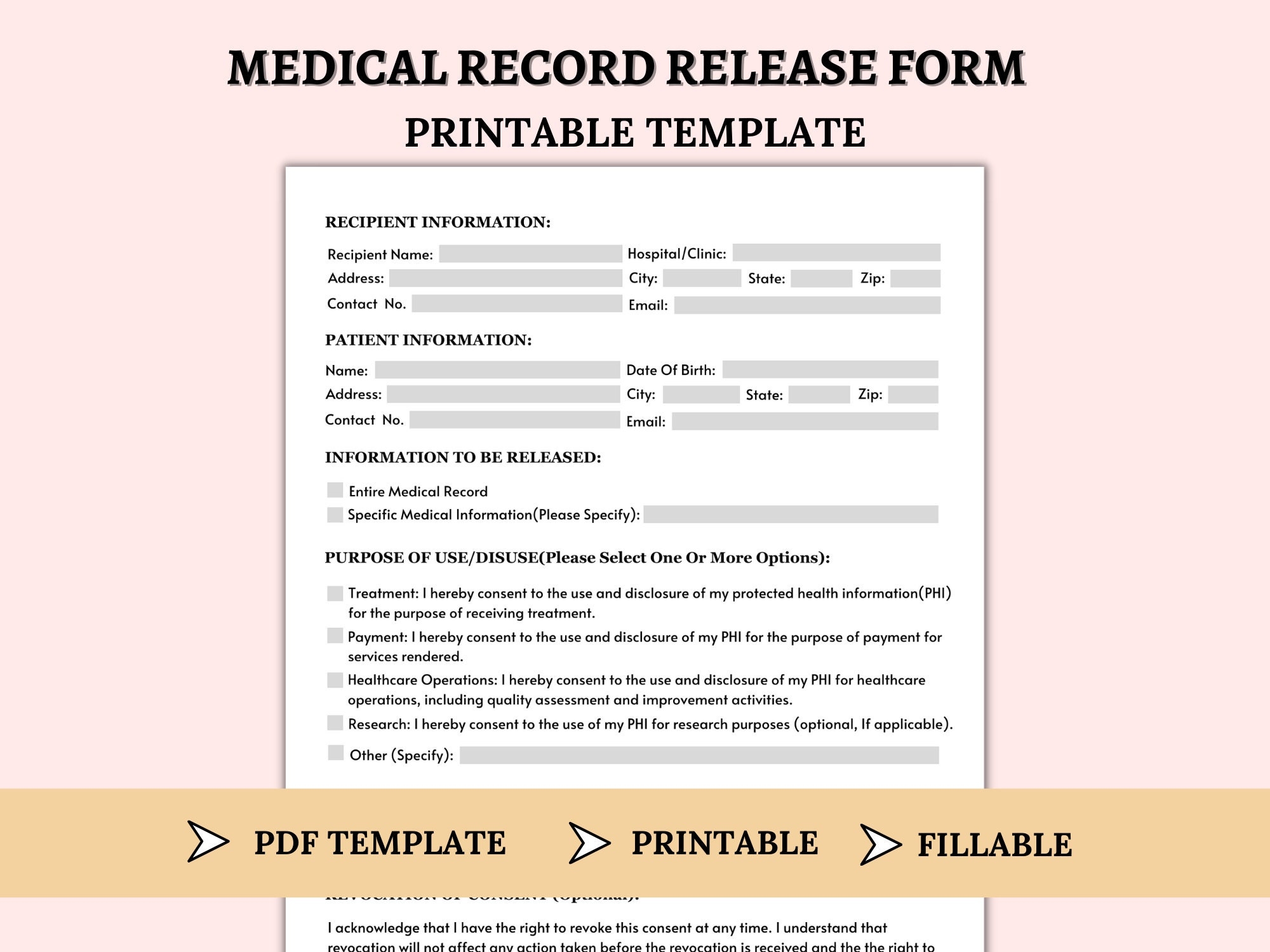 Template Medical Records Release Form
