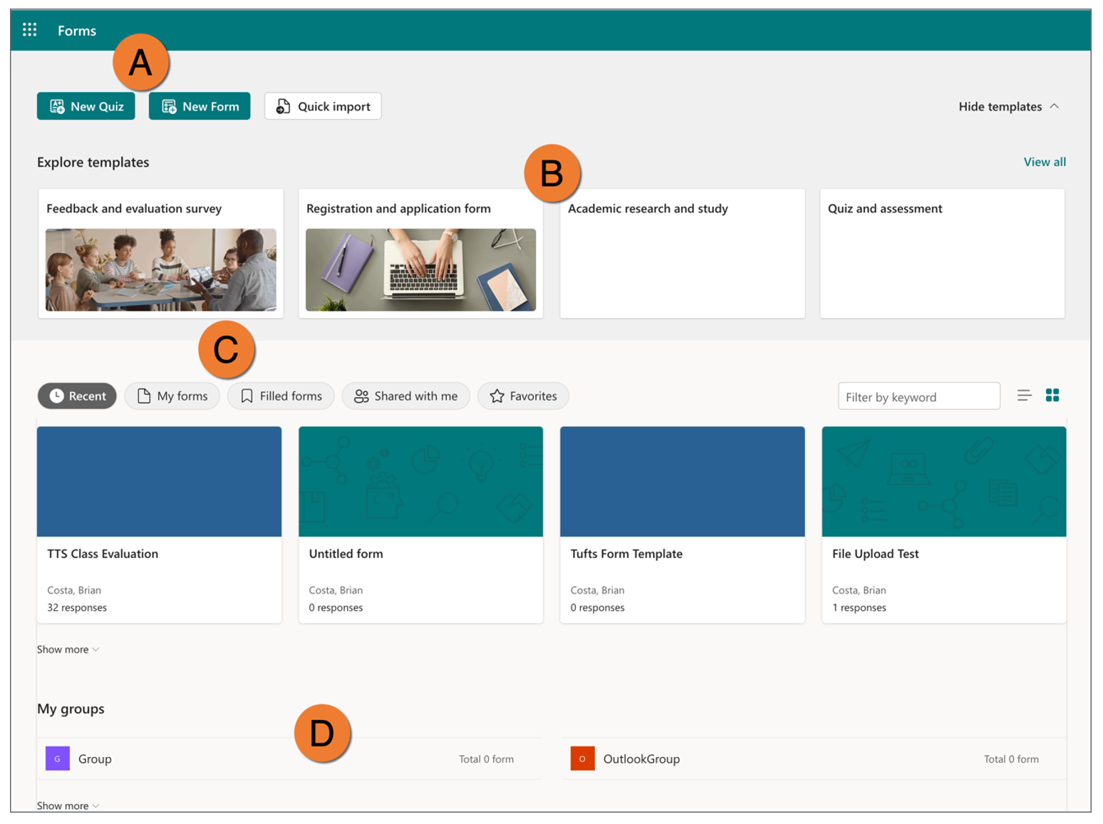 Microsoft Templates Forms
