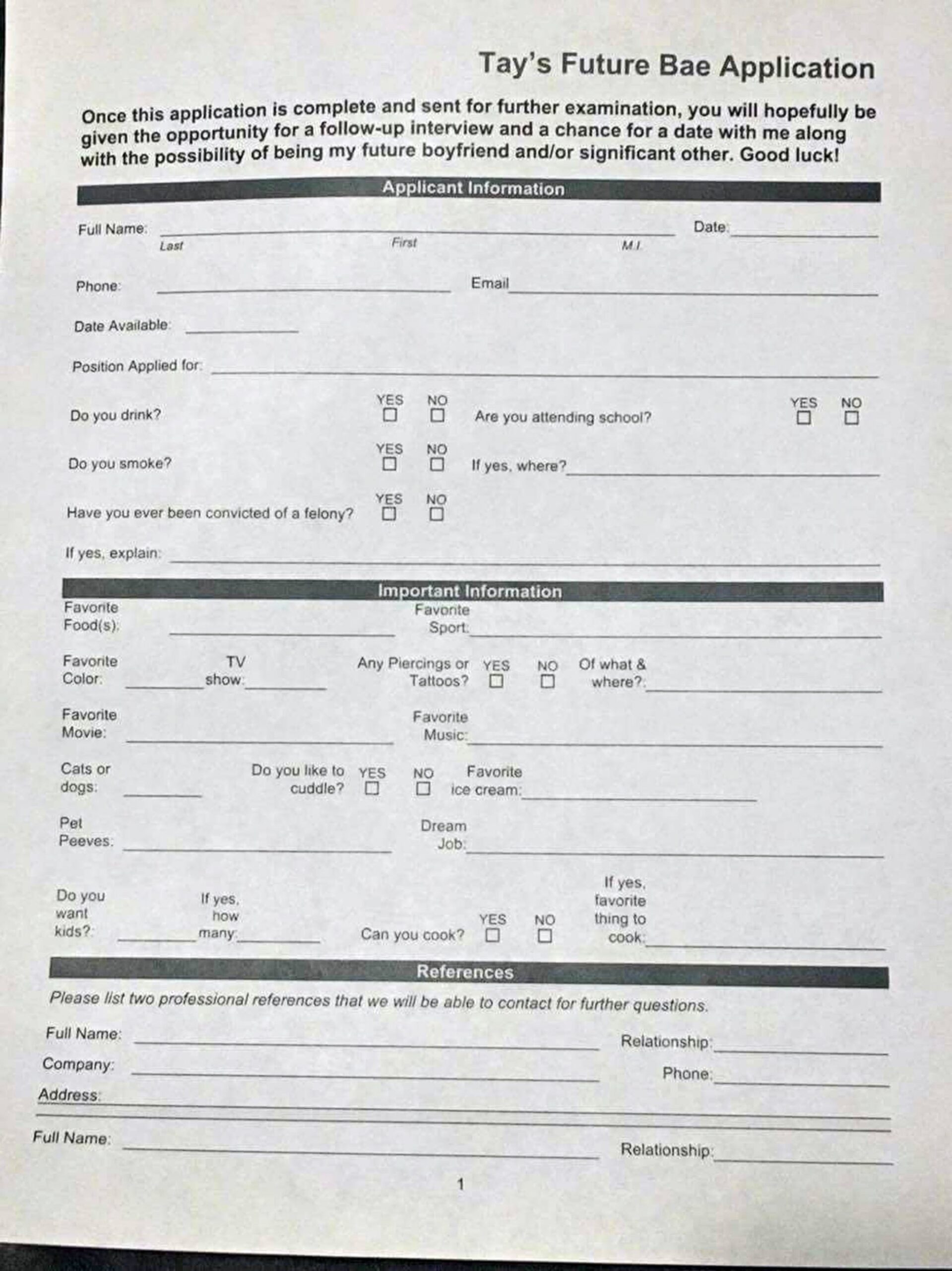 Minnesota College Student Creates 3 page Dating Application For Potential Suitors ABC News