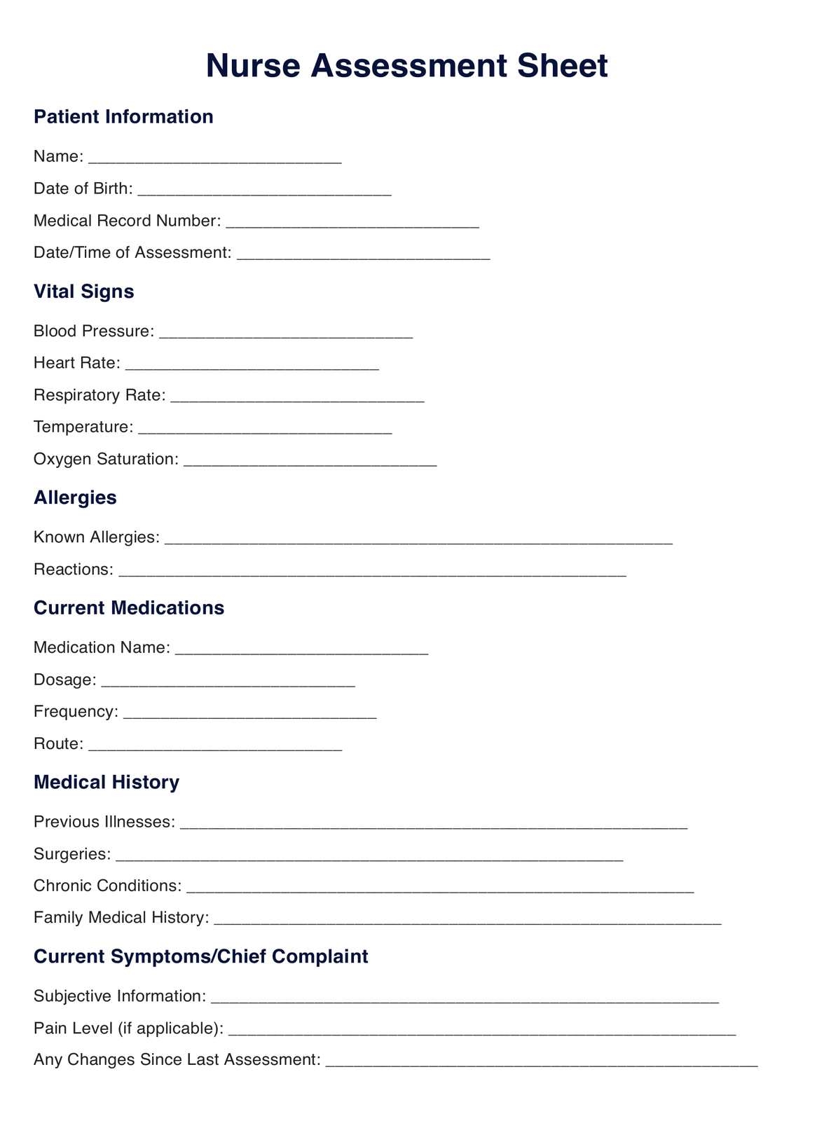 Head To Toe Printable Nursing Assessment Form Template