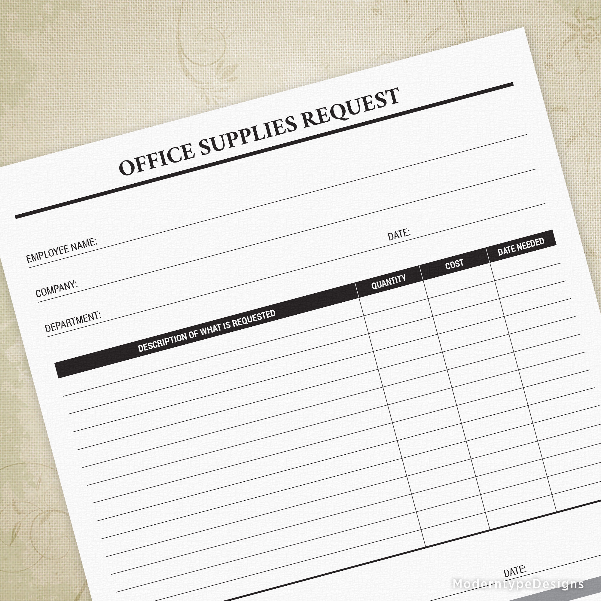 Office Supplies Request Printable Form Business Expense Office Equipment Digital File Chart Instant Download Osr004 Etsy