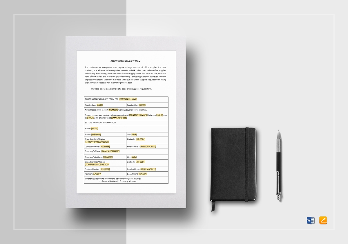 Office Supplies Request Template In Word Google Docs Apple Pages