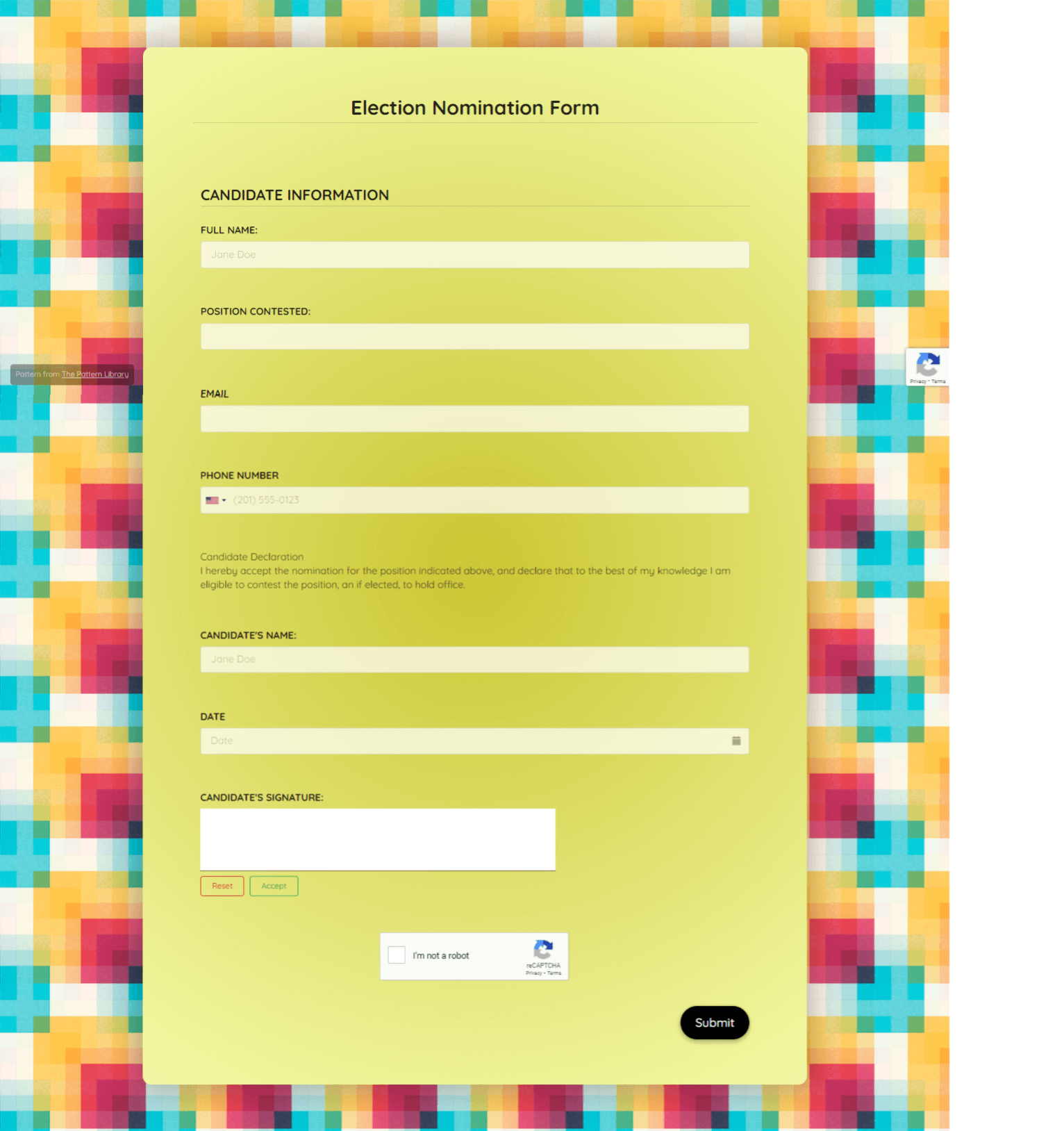 Nomination Template Form