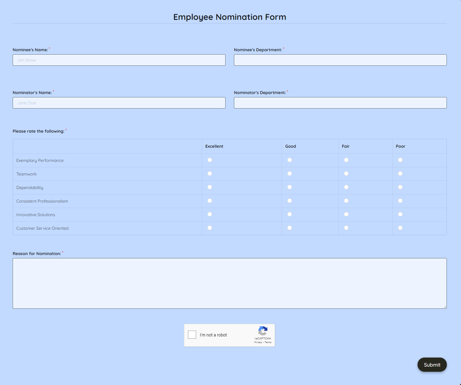 Online Nomination Form Template Formplus