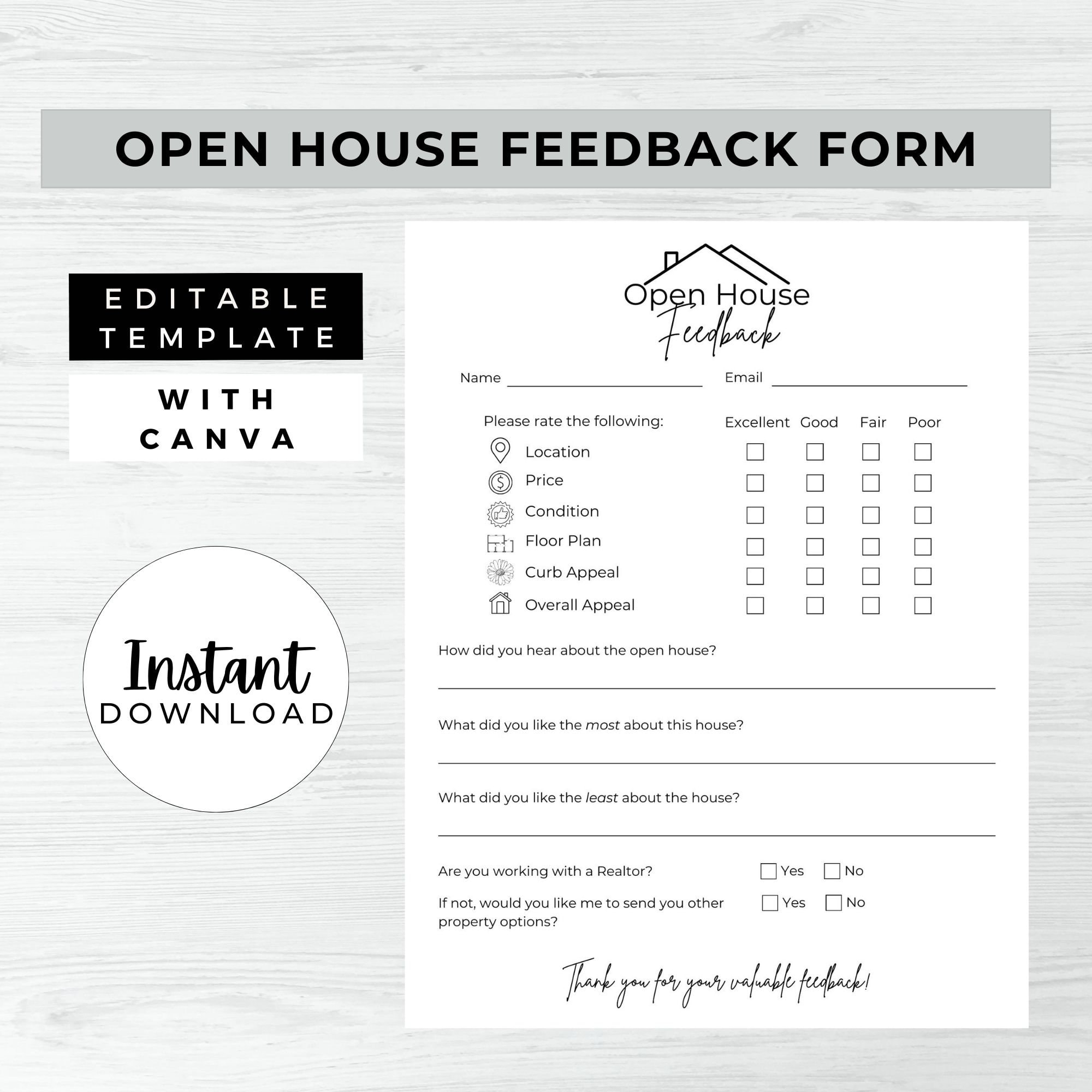 Open House Feedback Form Template Free