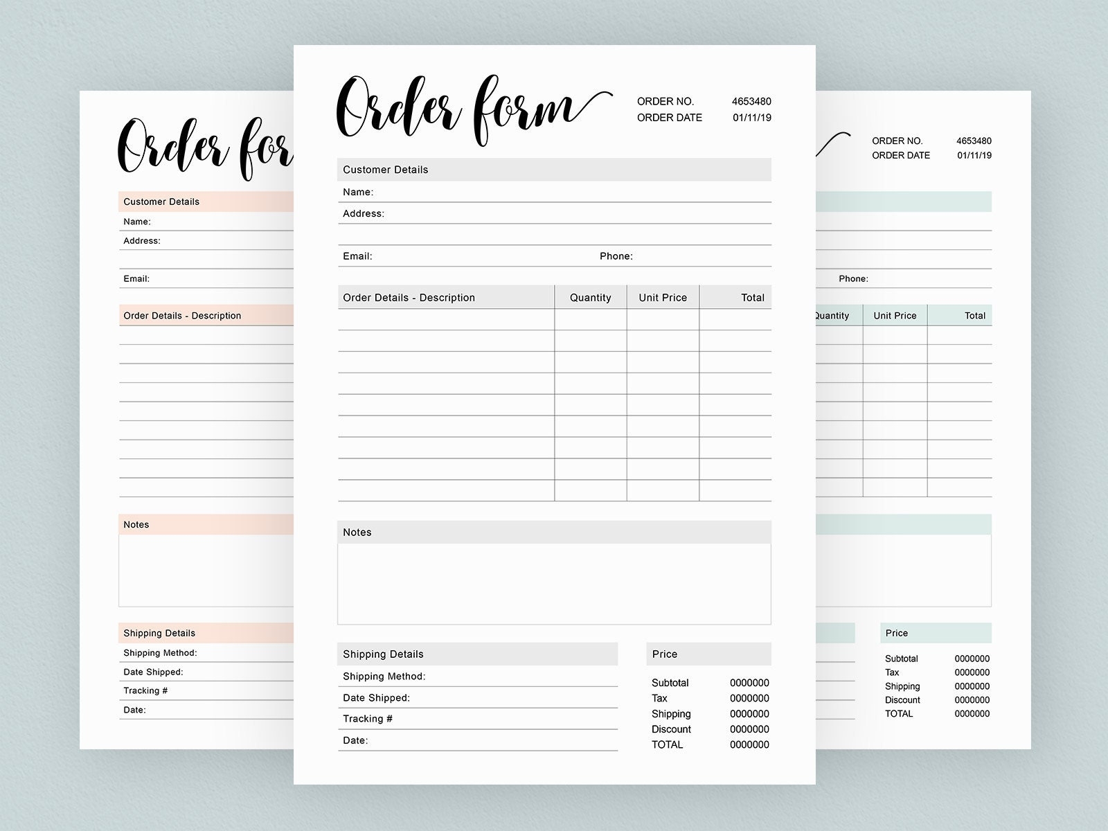 Order Form Editable PDF Template A4 Letter Size Printable Instant Download Etsy