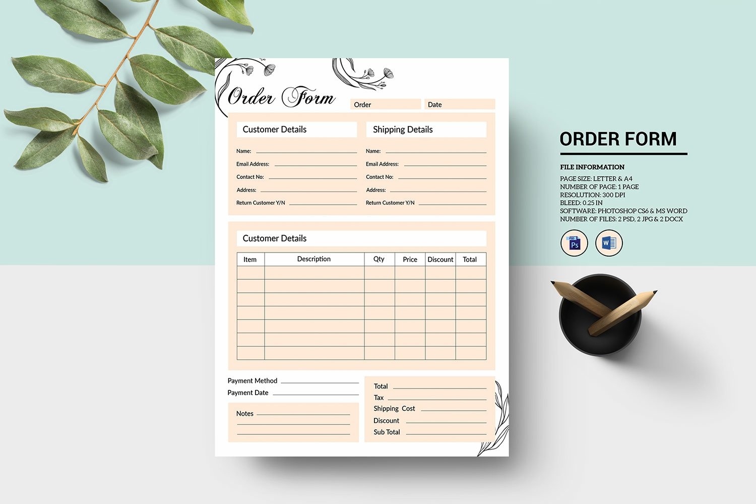 Order Form Template Ms Word Photoshop And Jpg 1326728 