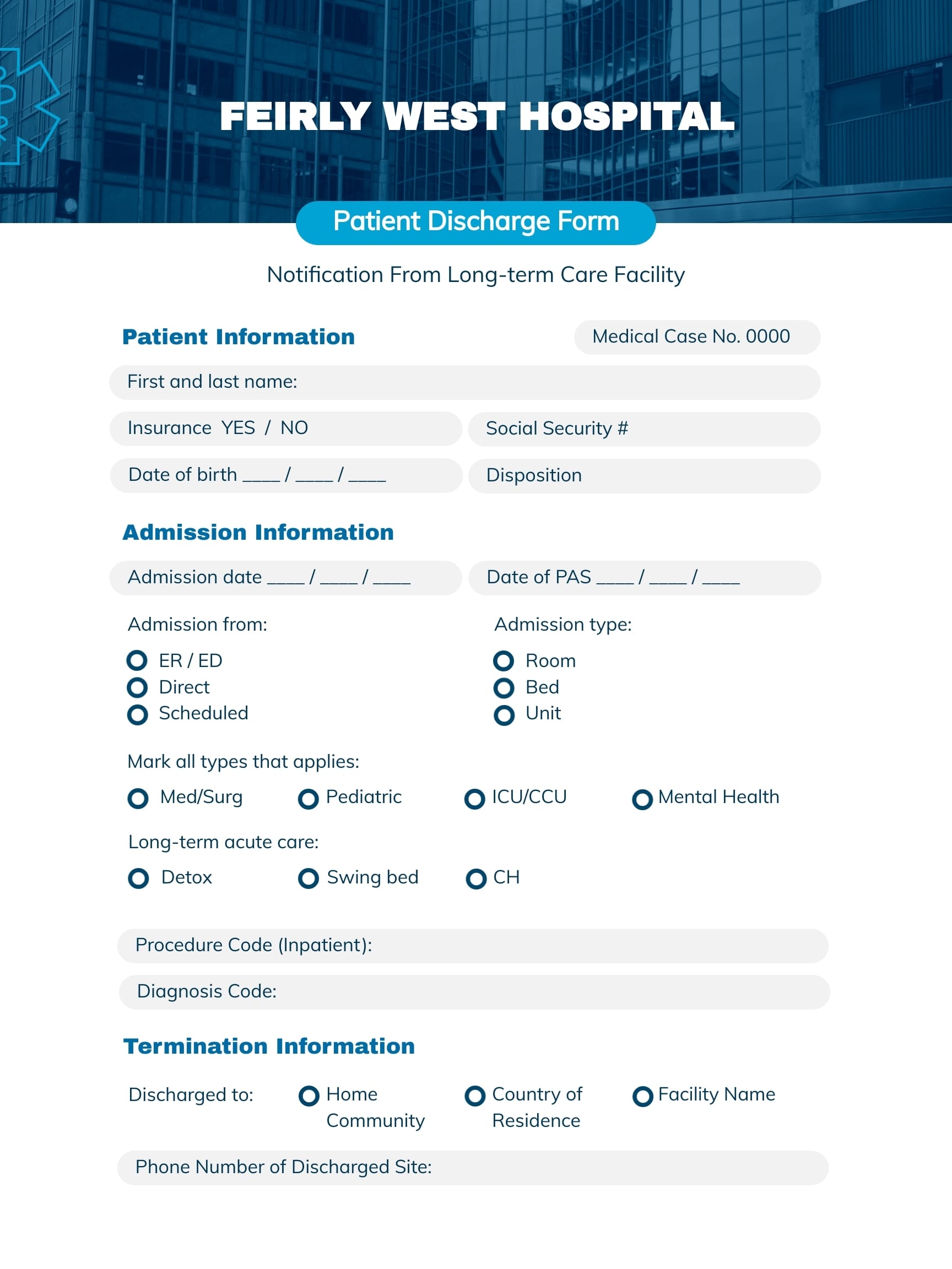 Patient Discharge Form Template Visme