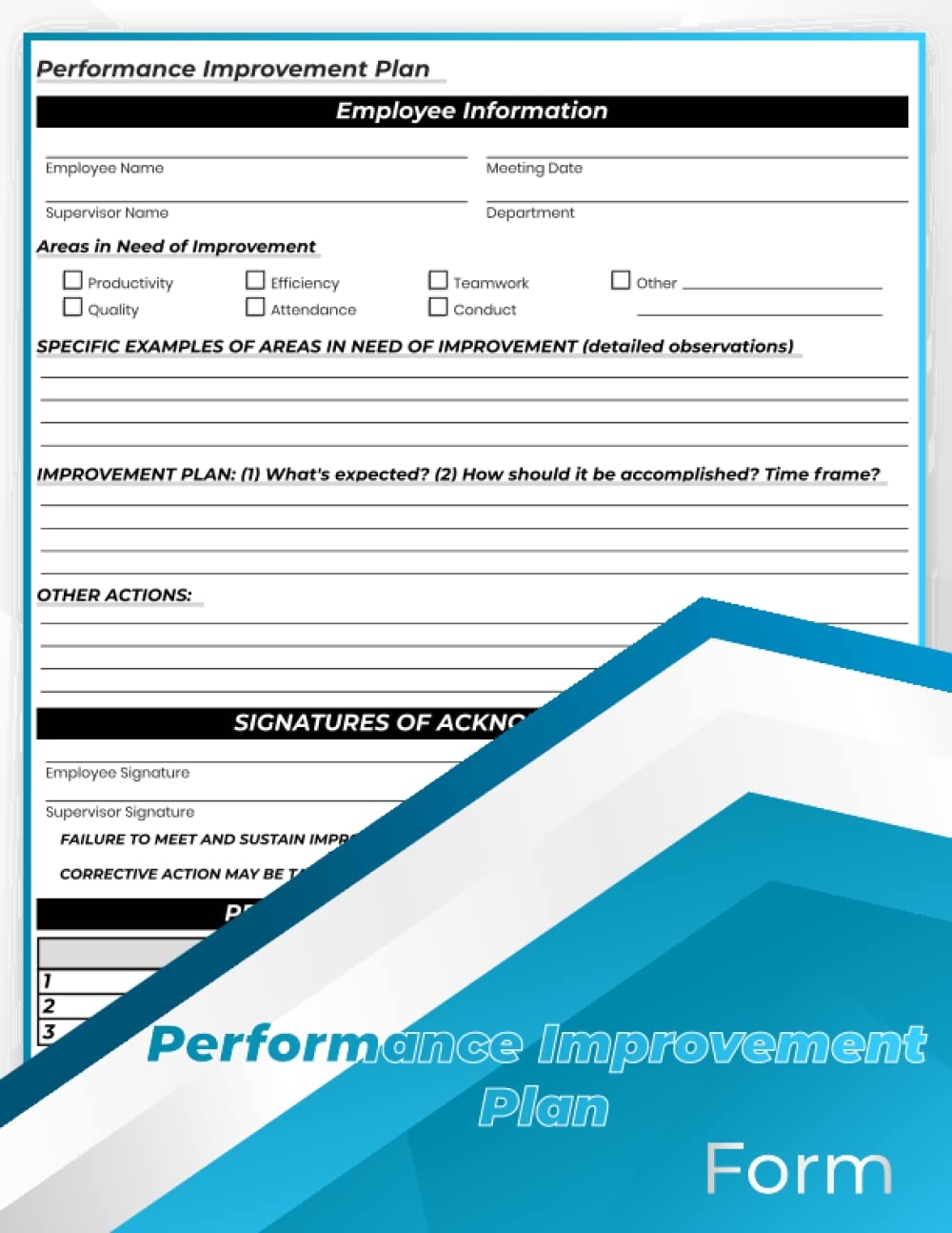 Performance Improvement Plan Form Book Performance Development Plan PIP HR Forms 100 Forms 8 5x11 Inches Publishing Hikk PIP Amazon Books