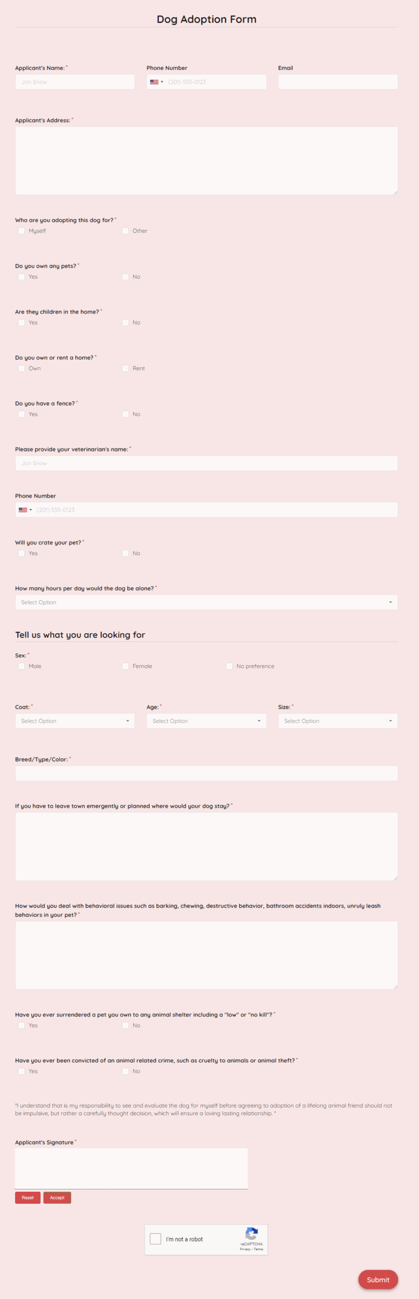 Pet Adoption Form Template Formplus