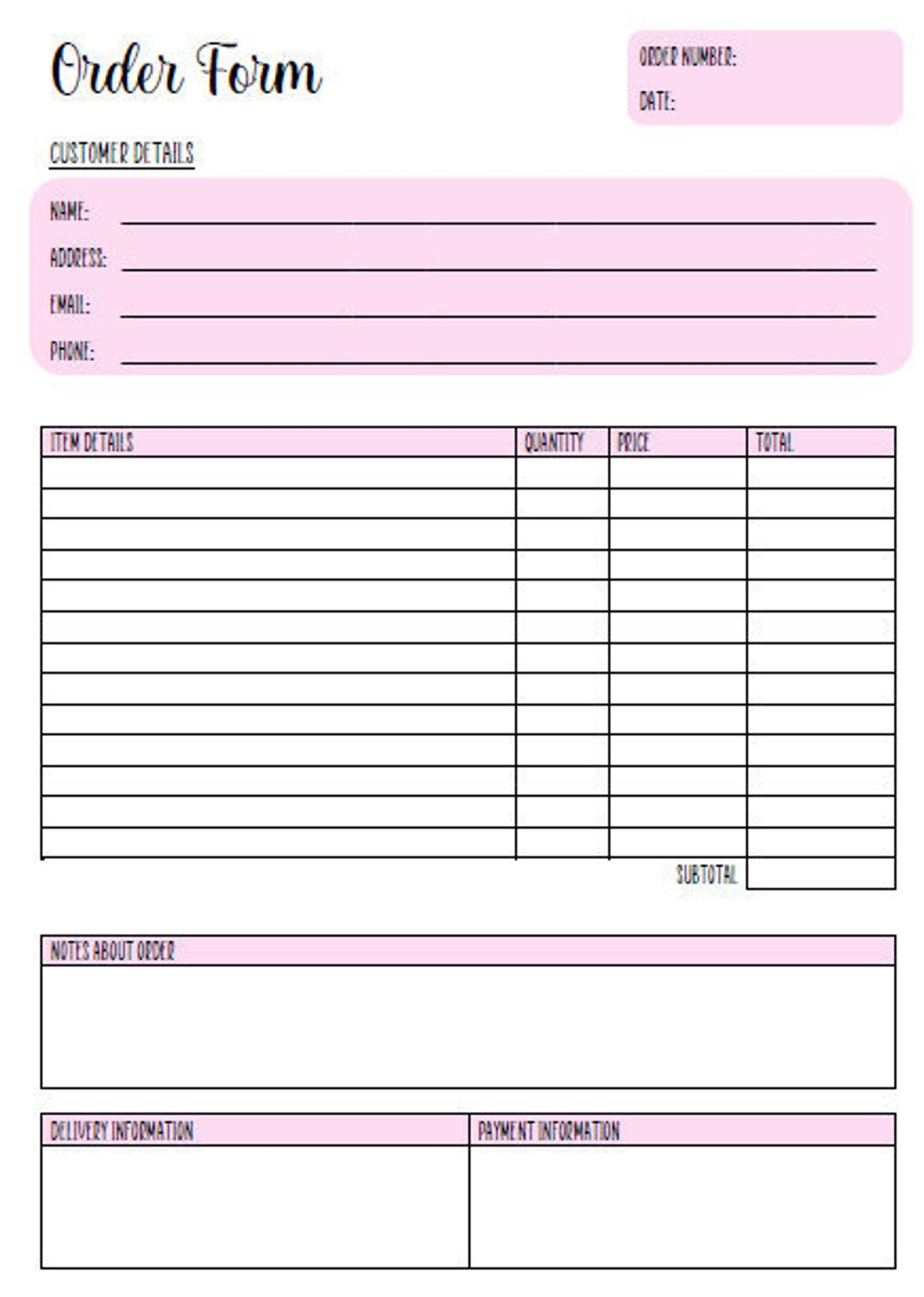 Printable Order Form Template 2 Options Freebie Finding Mom Worksheets Library