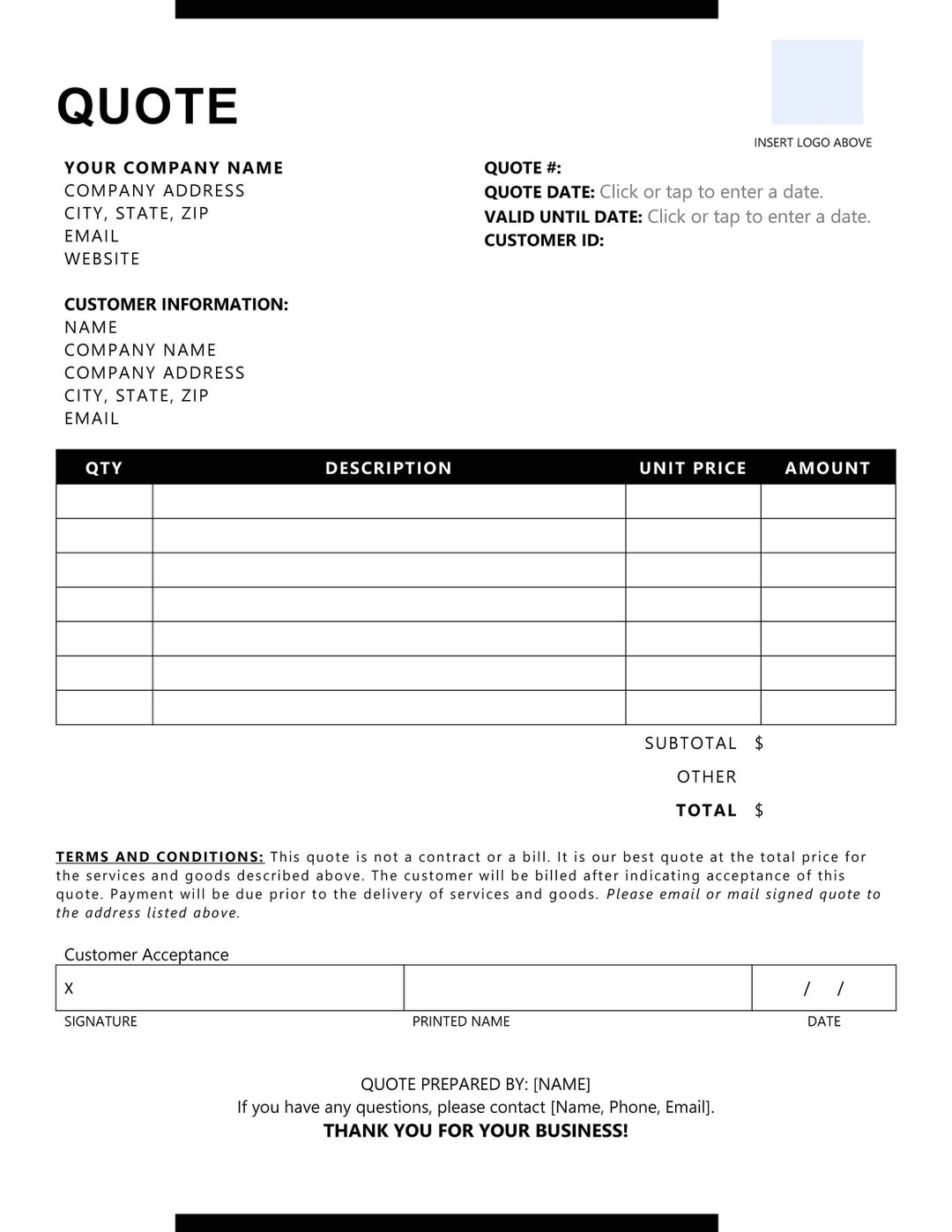 Quote Form Editable Quote Form Price Quote Printable Form Custom Order Form Microsoft Word Quote Form Quotation Template Cost Estimate Etsy Hong Kong