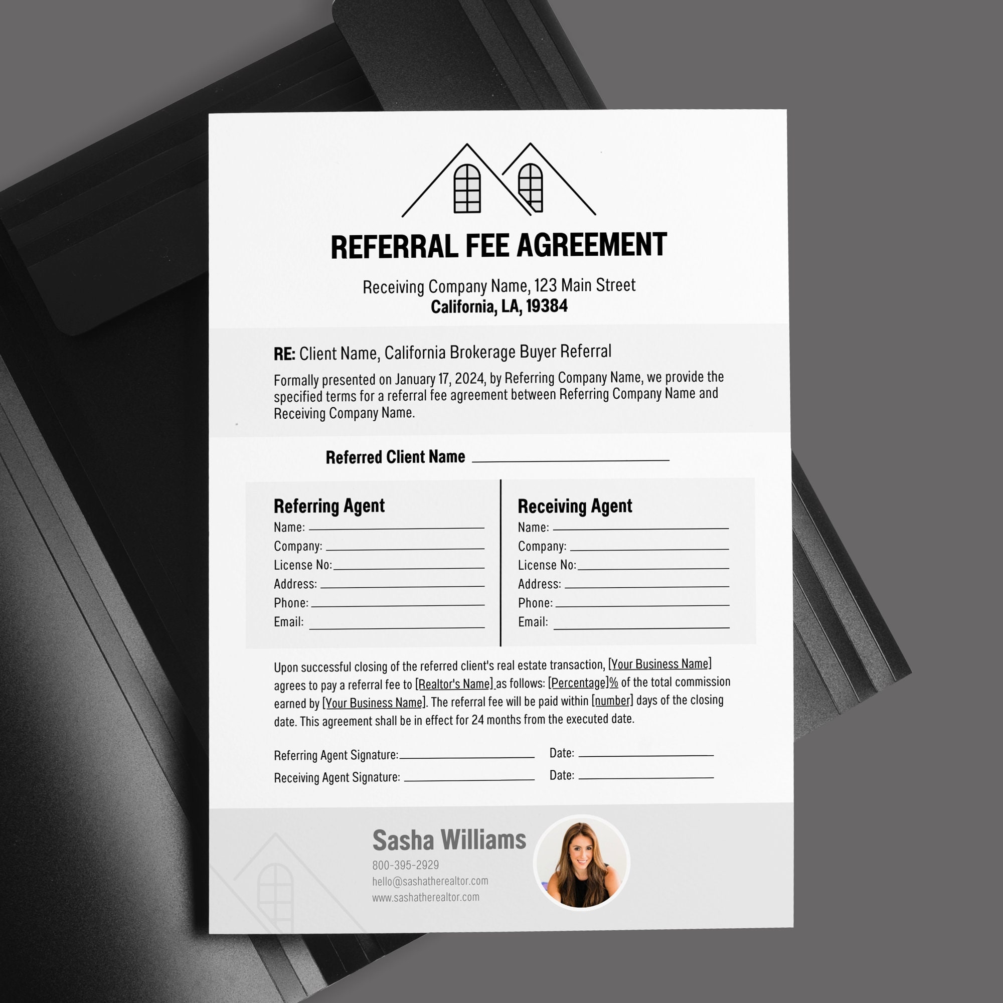 Referral Agreement Template Real Estate Referral Realtor Template Canva Referral Fee Agreement Commission Agreement Marketing Etsy