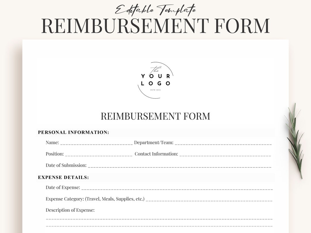 Reimbursement Form Template Word Printable Expense Report For Business And Personal Use Travel Reimbursement Instant Digital Download Etsy