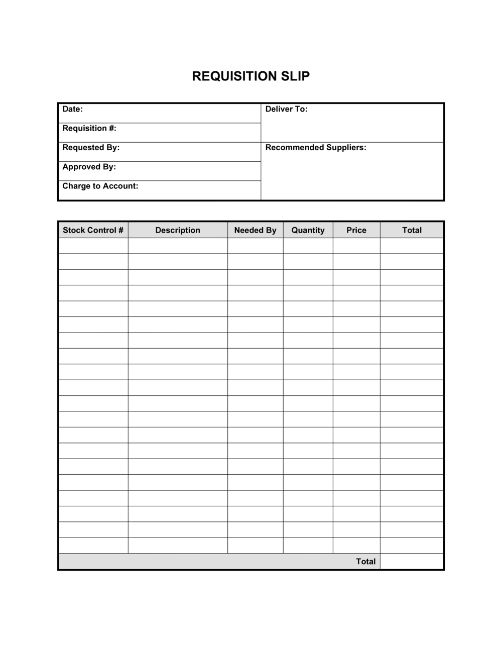 Requisition Slip Template