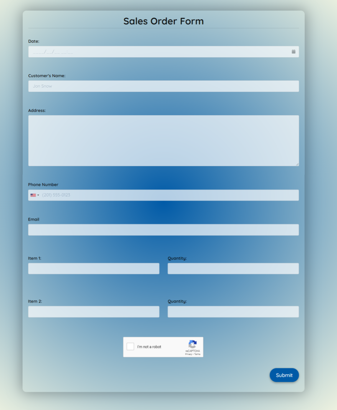 Sales Order Form Template Formplus