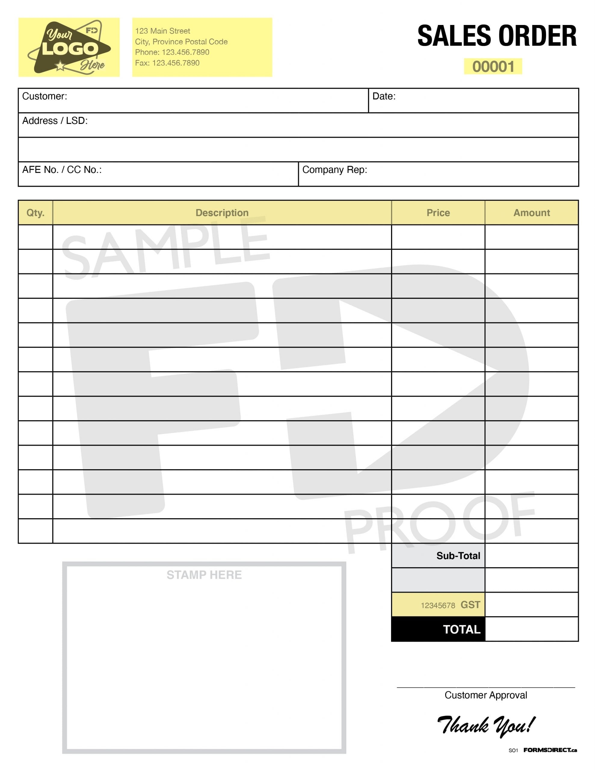 Sales Order SO1 Customizable Form Template Forms Direct