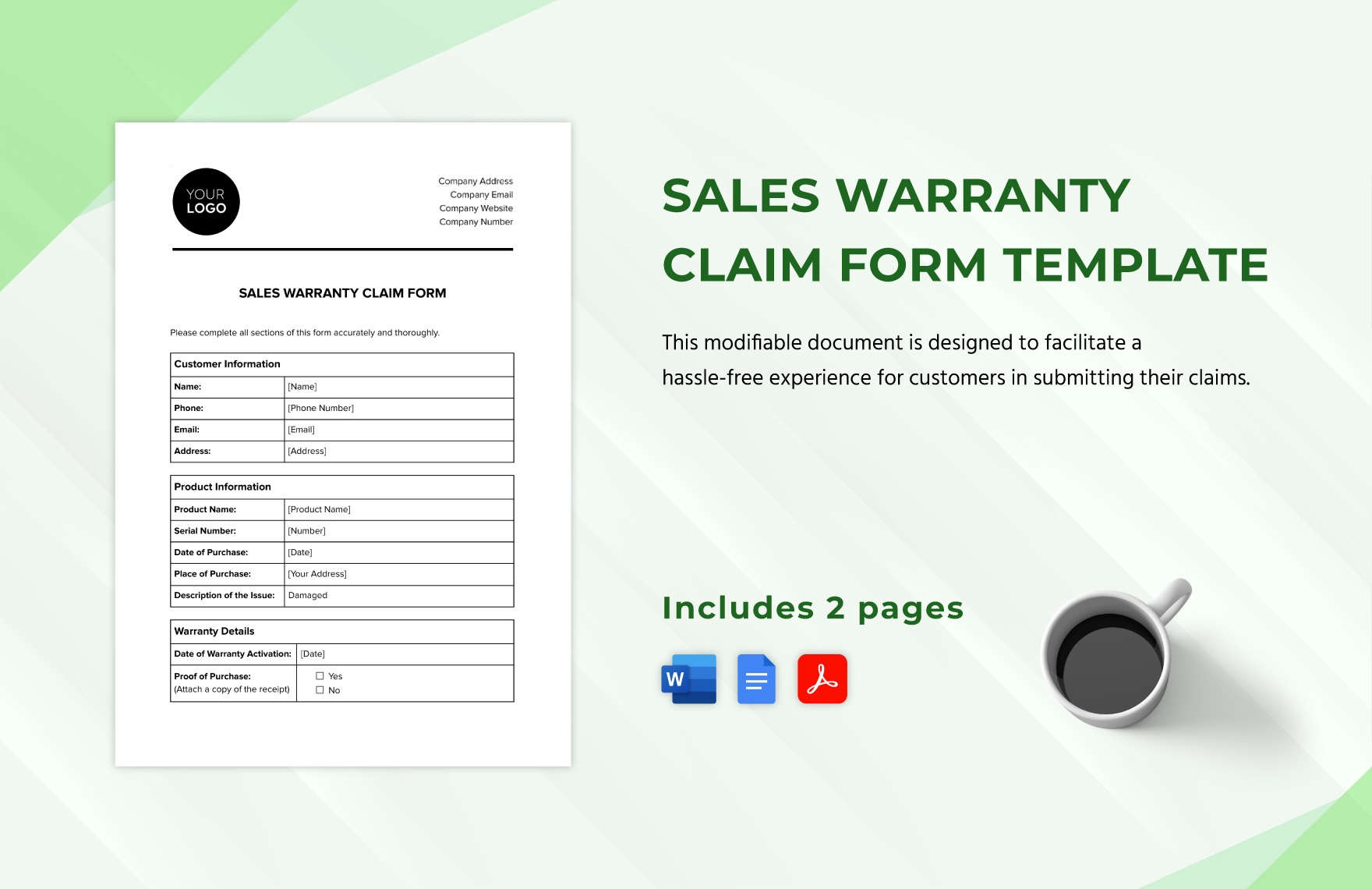 Sales Warranty Claim Form Template In Word PDF Google Docs Download Template