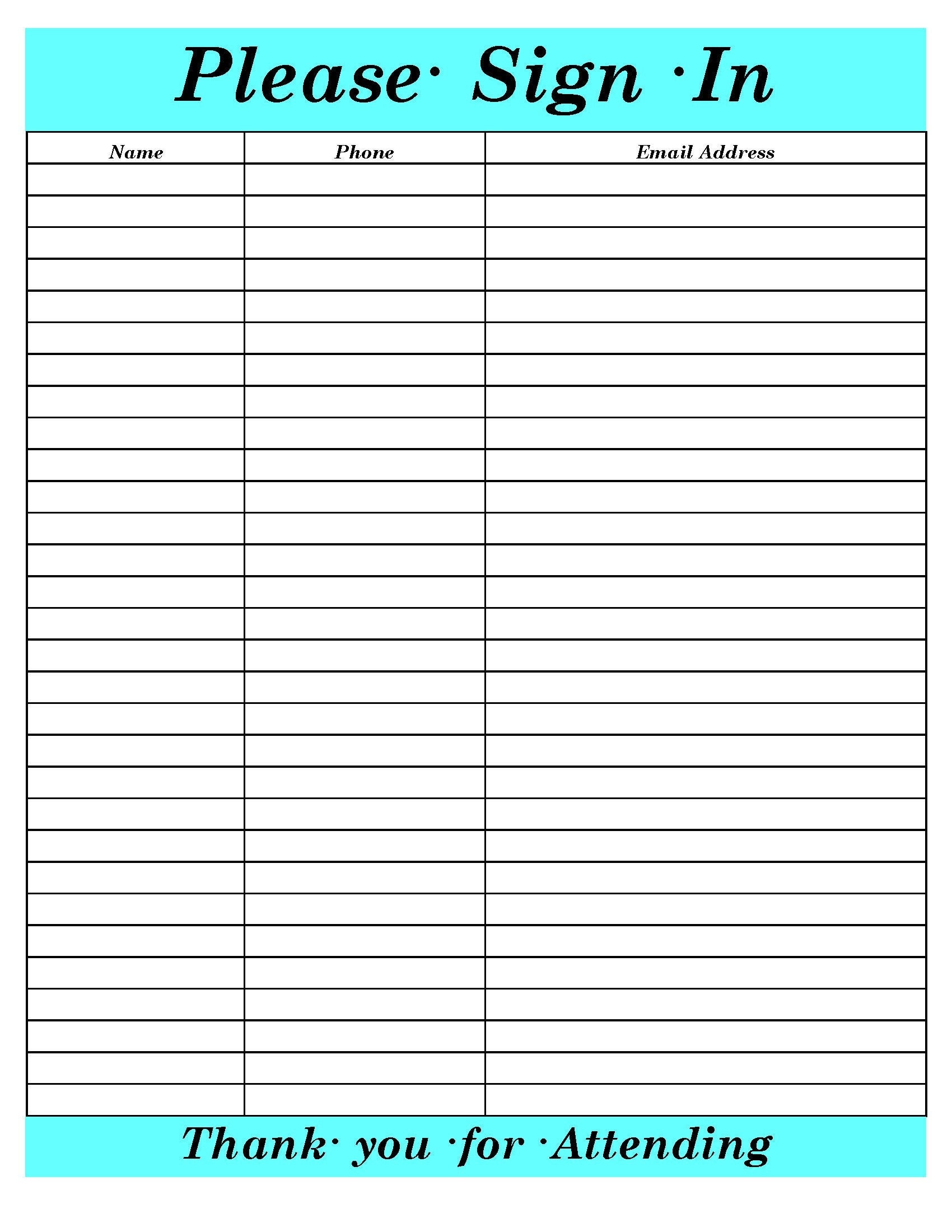 Basic Contact Information Sheet Template Printable