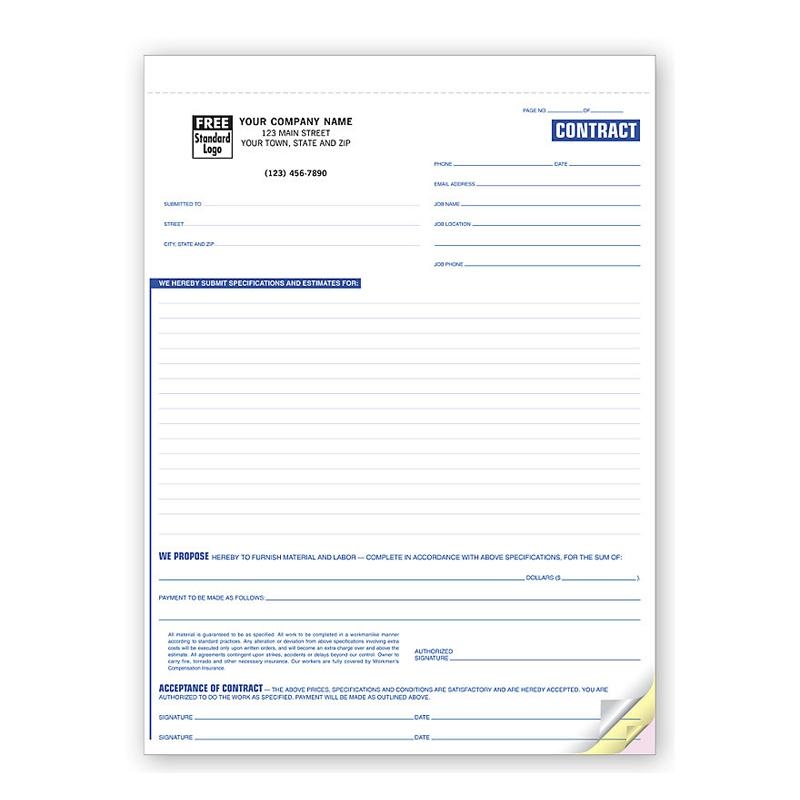 Simple Contract Agreement Form Personalized Pre Printed DesignsnPrint