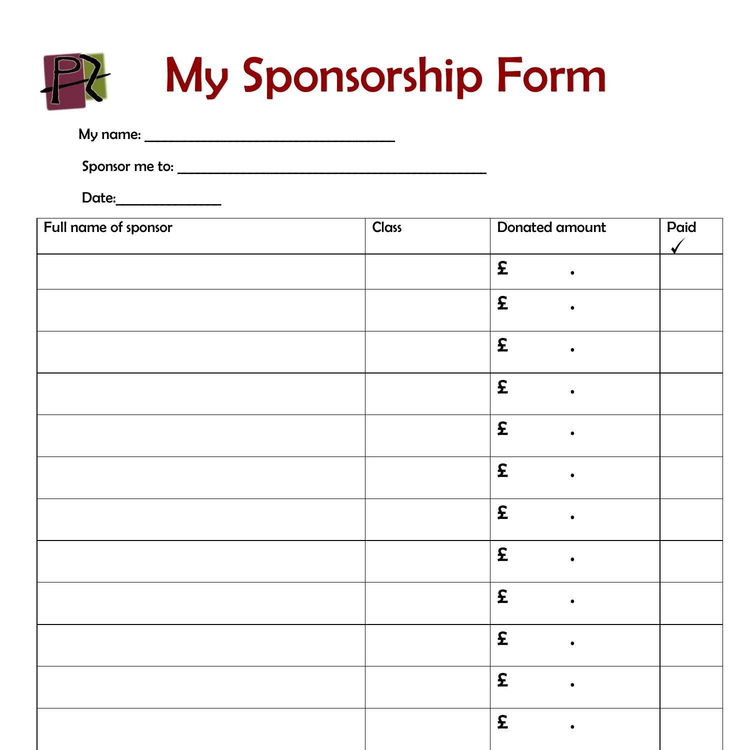 Template For Sponsor Form
