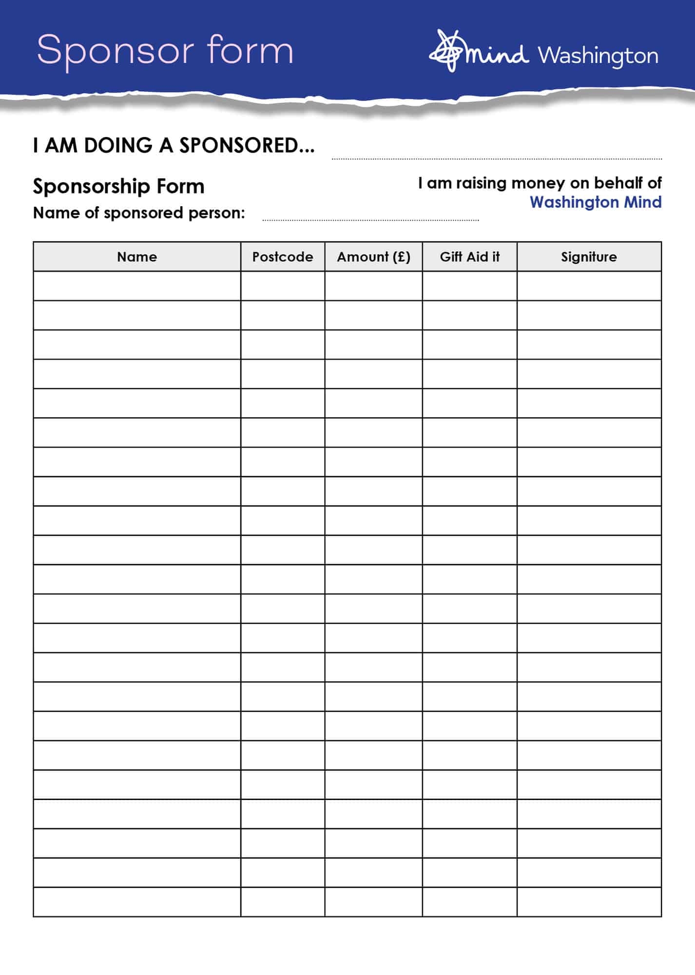 Sponsorship Form Washington Mind