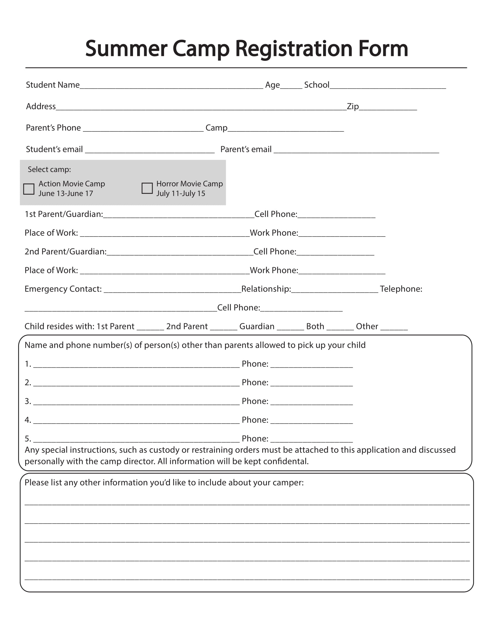 Summer Camp Sign In Sheet Template Www lx iriss uk
