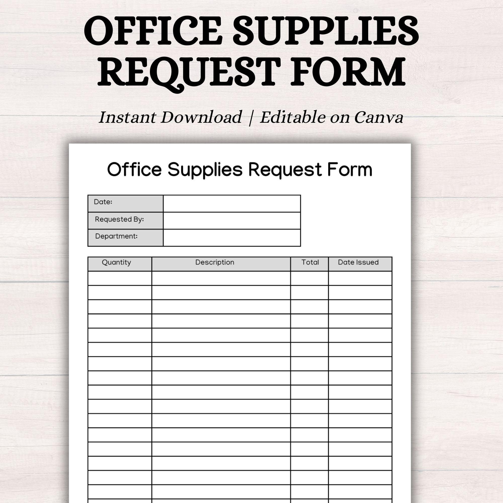 Supply Request Form Etsy