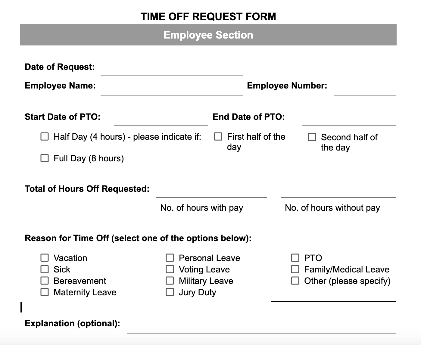 Request Forms Template