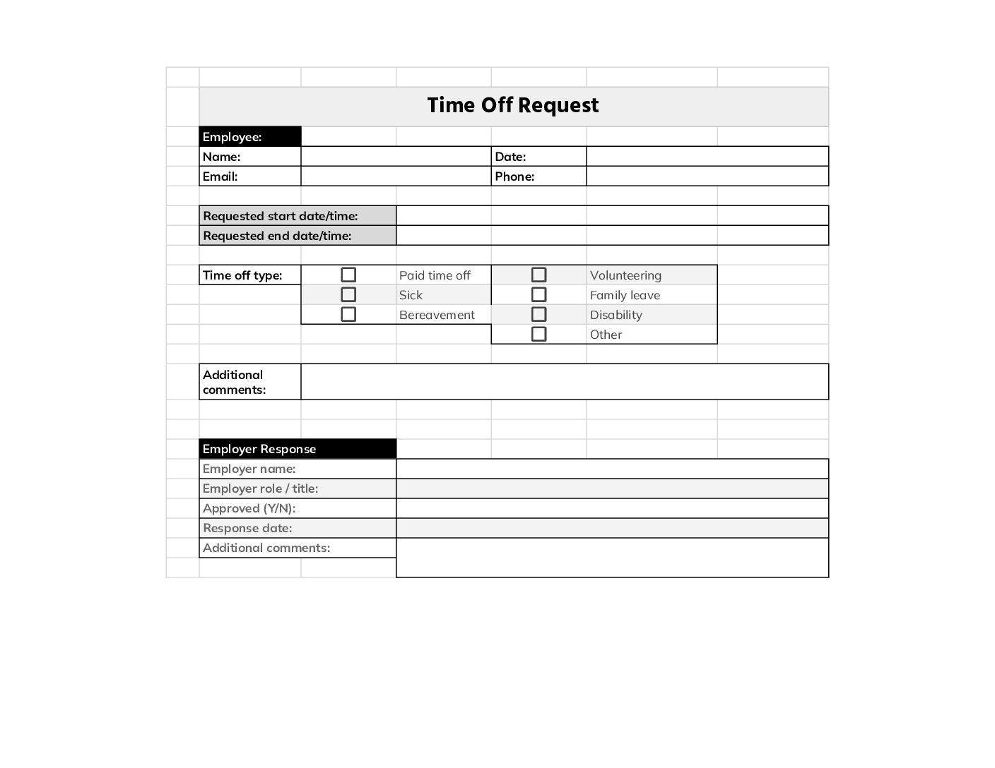 Pto Form Template