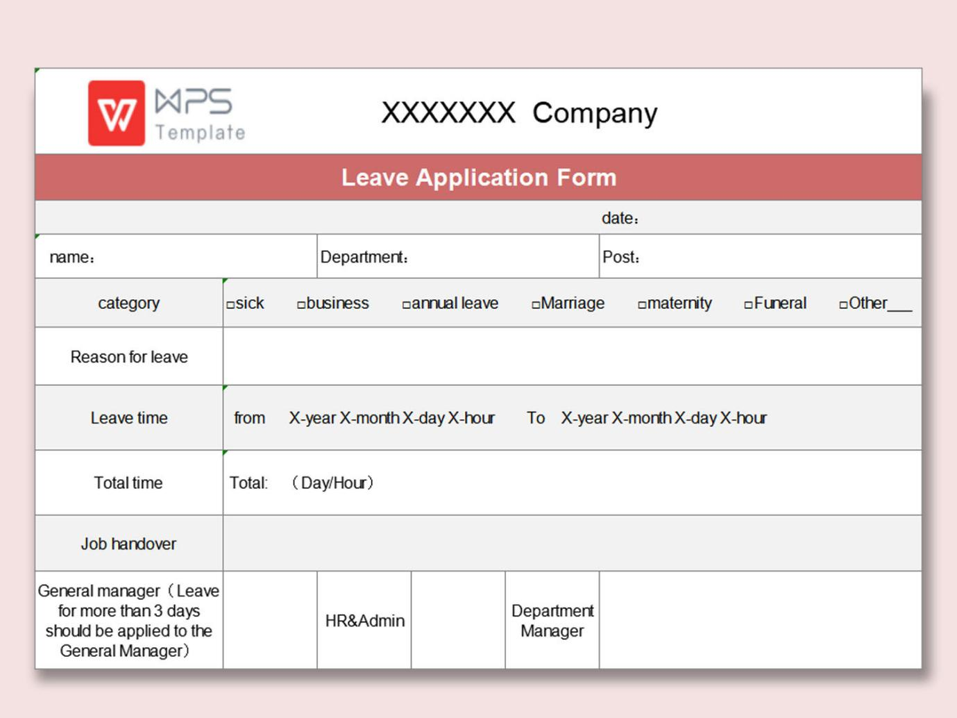 Top 10 Best Leave Application Template Excel Free WPS Office Academy