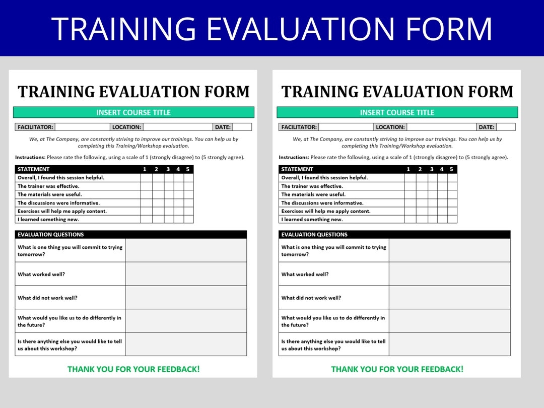 Training Evaluation Form Template HR Training Feedback Editable MS Word Etsy