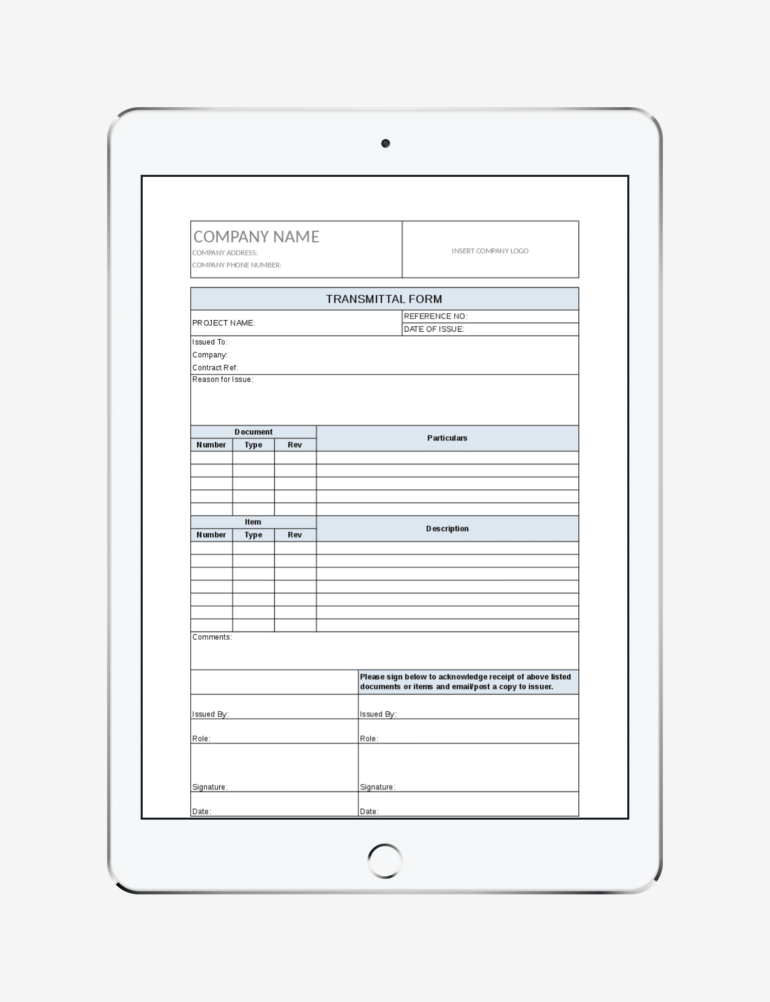 Transmittal Form Template