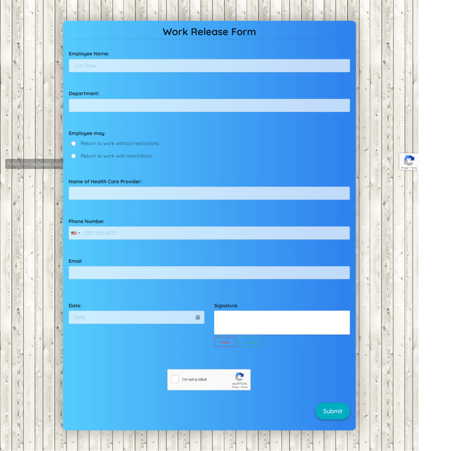 Work Release Form Template Formplus
