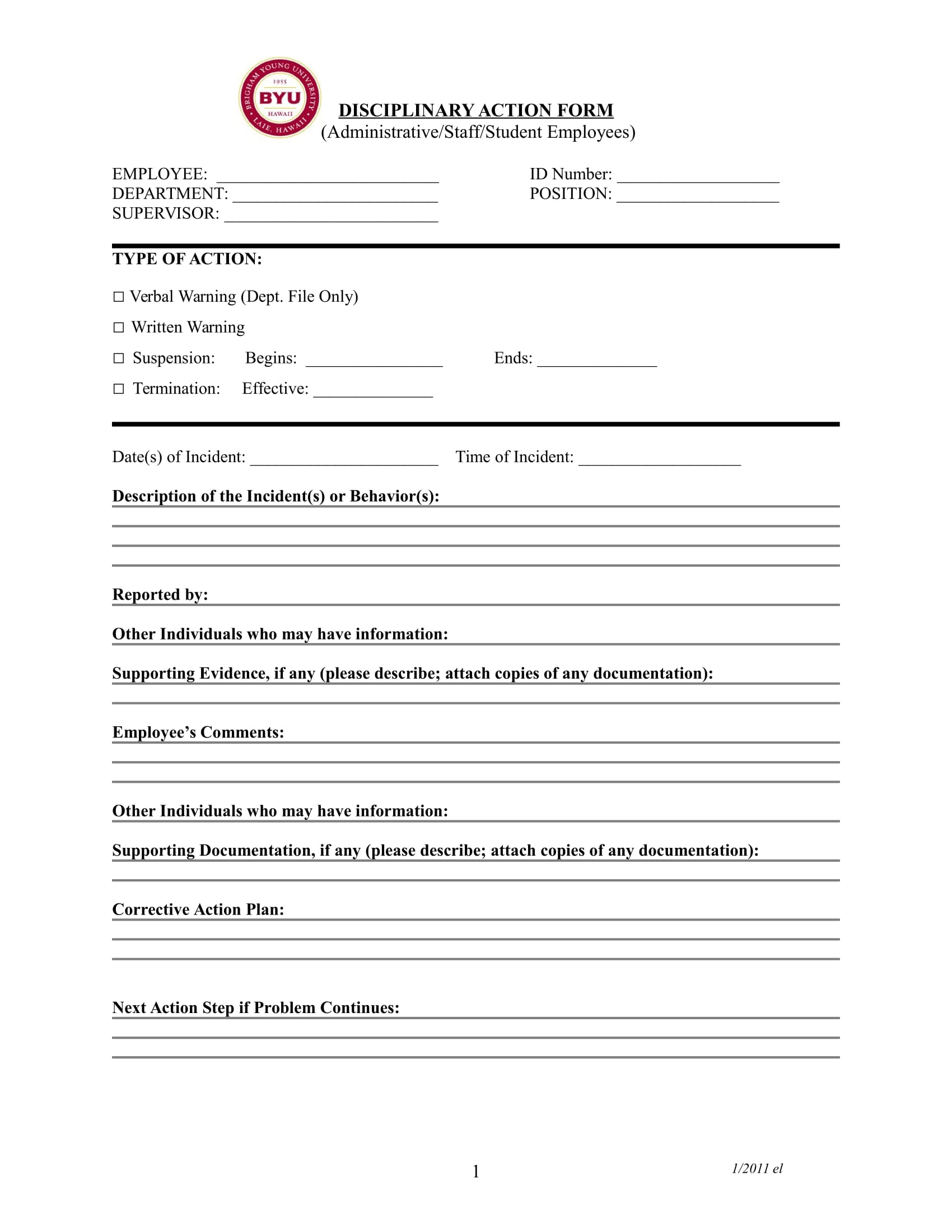 10 Disciplinary Action Form Examples To Download